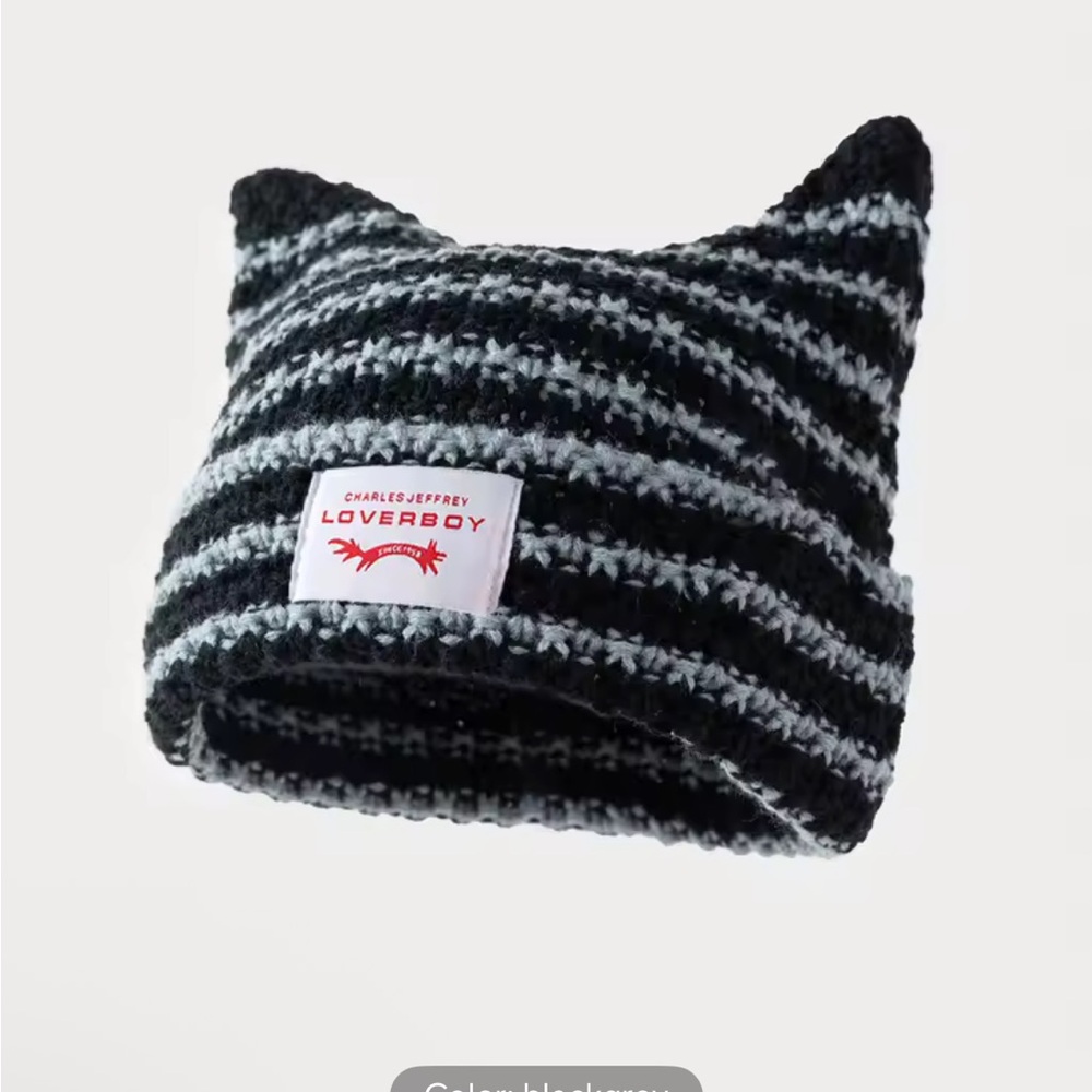 Charles Jeffrey Loverboy Striped Adult Beanie - Black and Gray